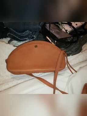 Madewell Tan Crescent Crossbody with Gold Snap